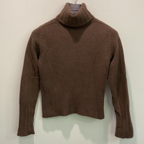 SISLEY Turtleneck Sweater Brown Wool Chunky Angora - Picture 11 of 12